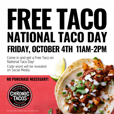 Free Tacos at Chronic Tacos (Oct 4)
