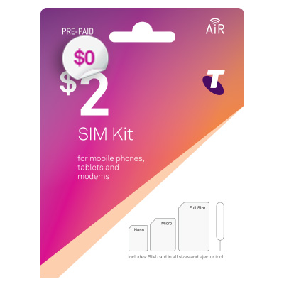 Free Telstra Pre-Paid  Multi Fit SIM Starter Kit