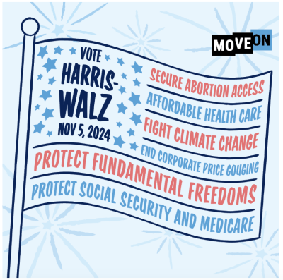 FREE \"Vote Harris-Walz\" American flag sticker!