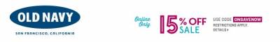 Old Navy ONLINE ONLY- 15% Off Sale!