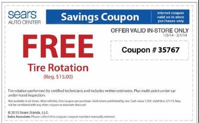 Sears Auto Center-Coupon for Free Tire Rotation