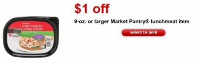 Target/Cartwheel Printable Coupon: $1 off 9 Ounce or Larger Market Pantry Lunchmeat