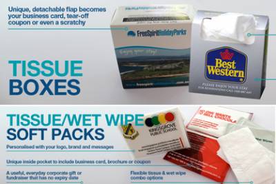 Tissue Boxes, Packs & Wet Wipes Samples