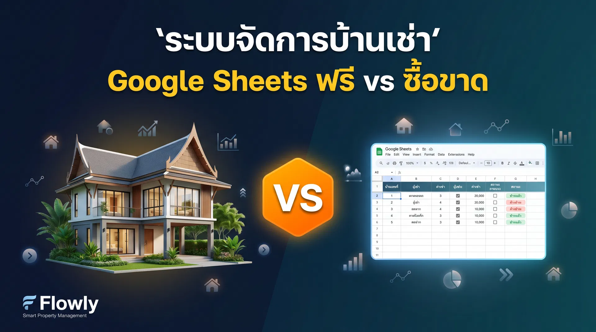 ระบบจัดการบ้านเช่า Google Sheets ฟรี vs ซื้อขาด
