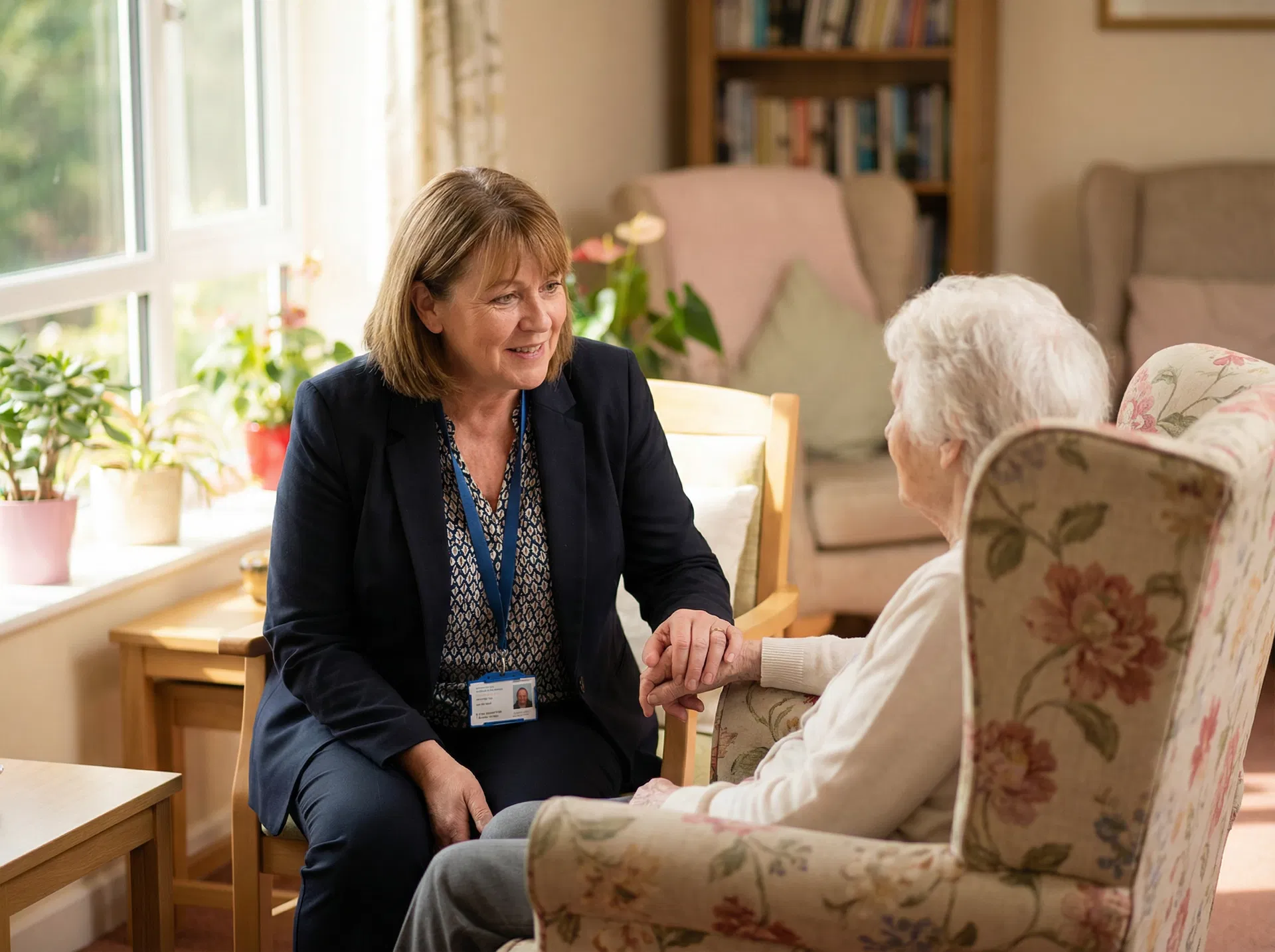 Care professional with patient