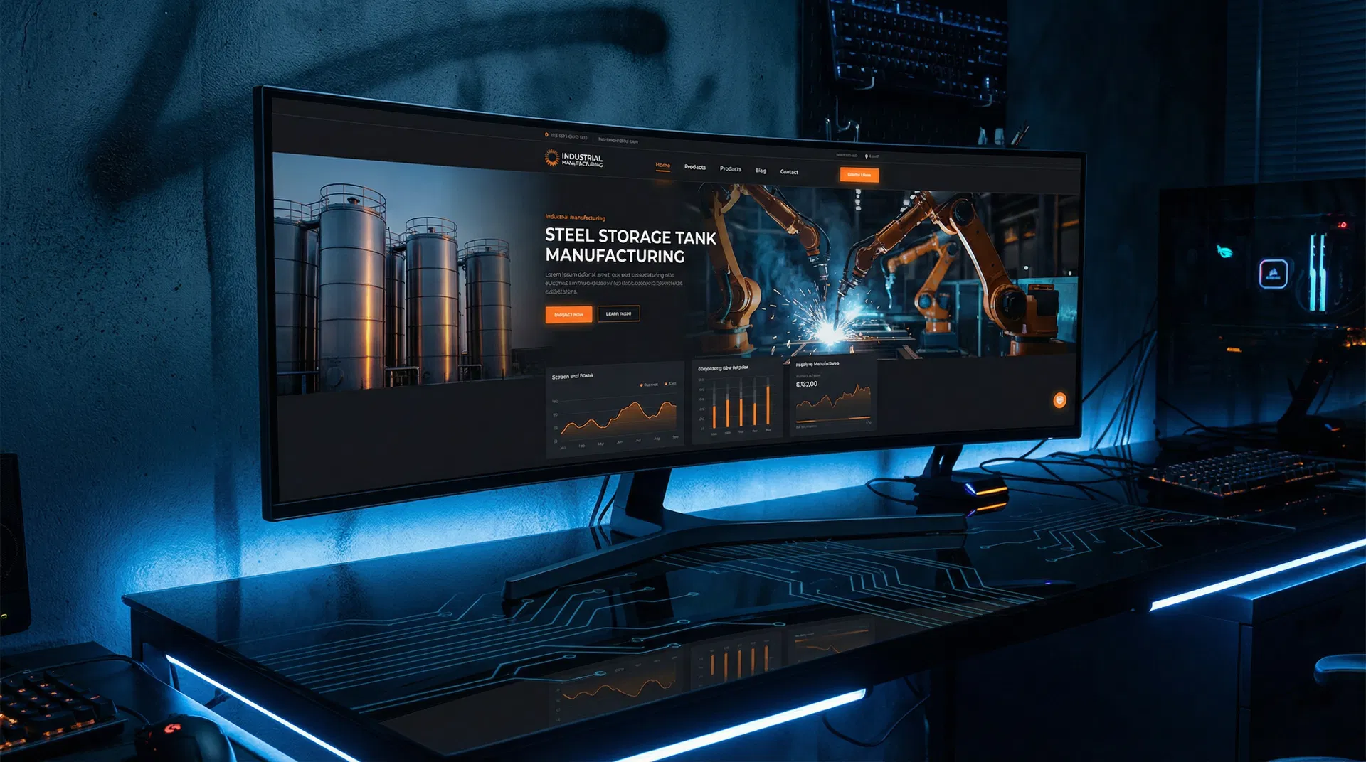 Azteca Tank Manufacturing website mockup