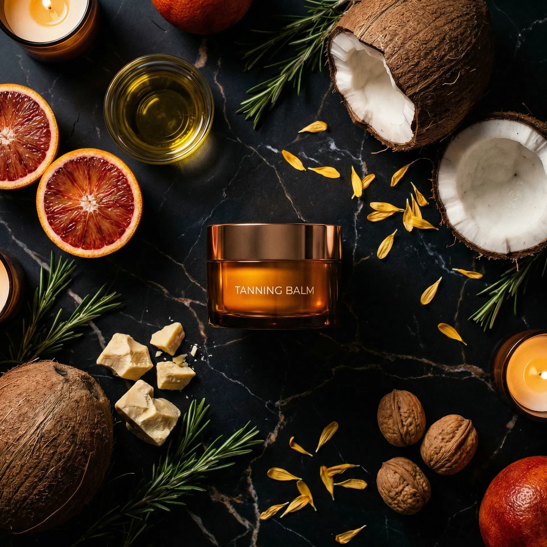 Ritual ingredients on dark marble