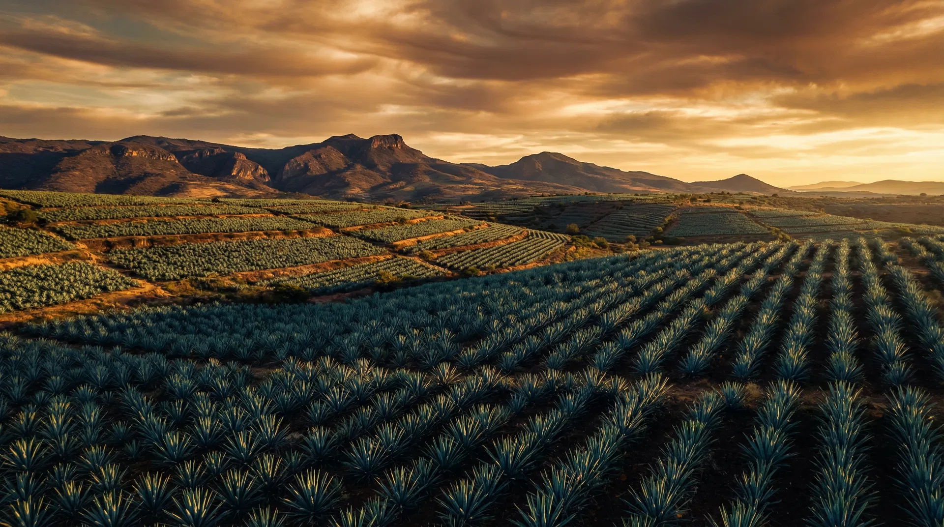 Agave fields at golden hour