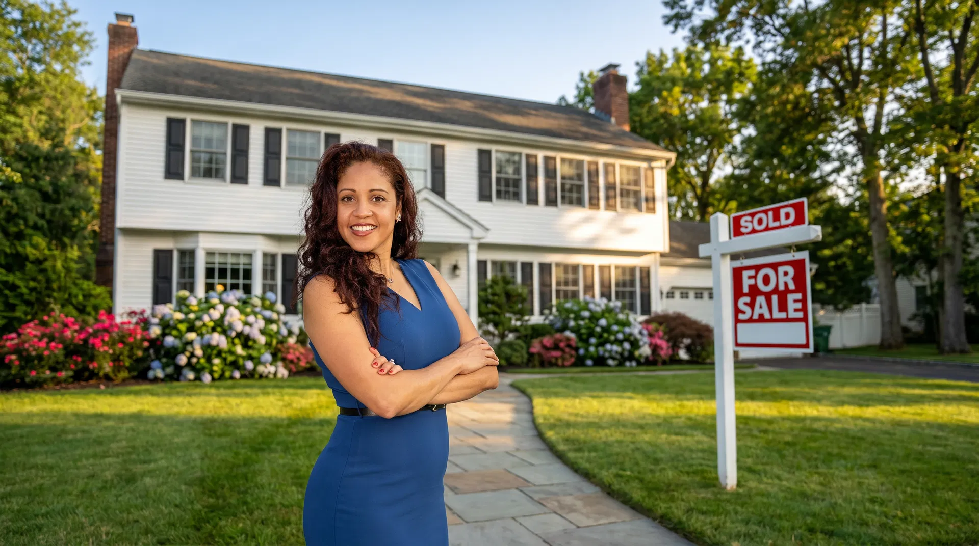 Beverly Sanchez — Licensed NJ REALTOR® standing in front of a sold New Jersey home