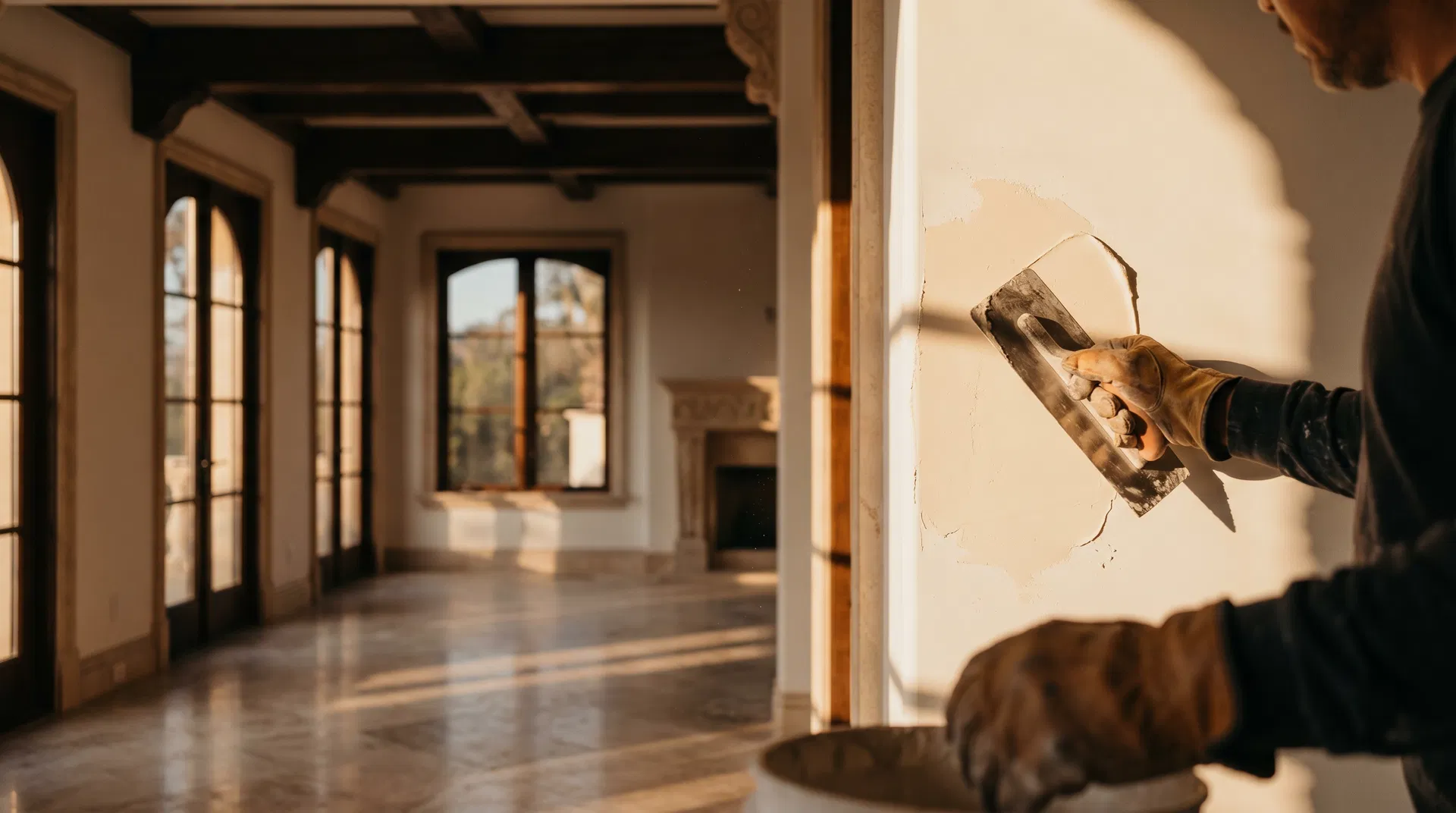 Expert craftsman at work in a luxury Los Angeles home