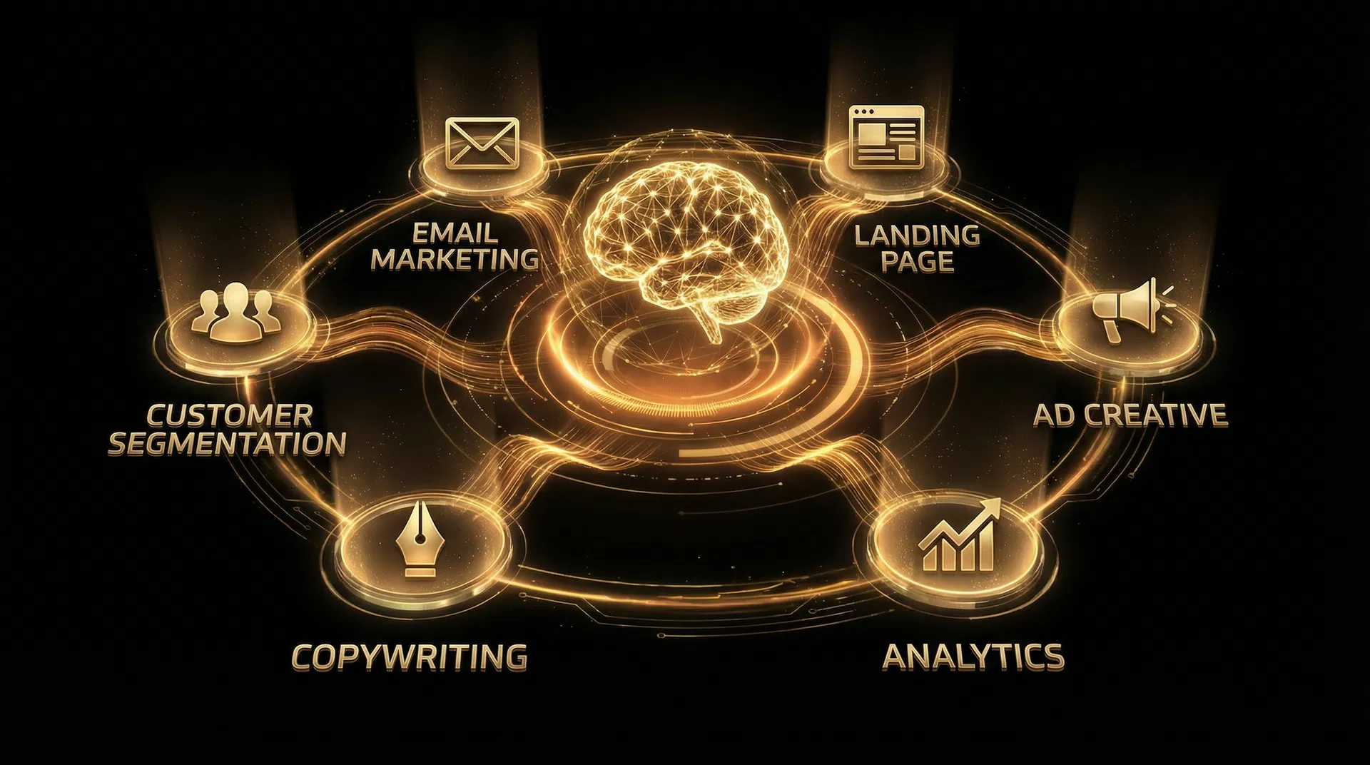 AIエージェントの概念図 — マーケティング実務を自律的に実行