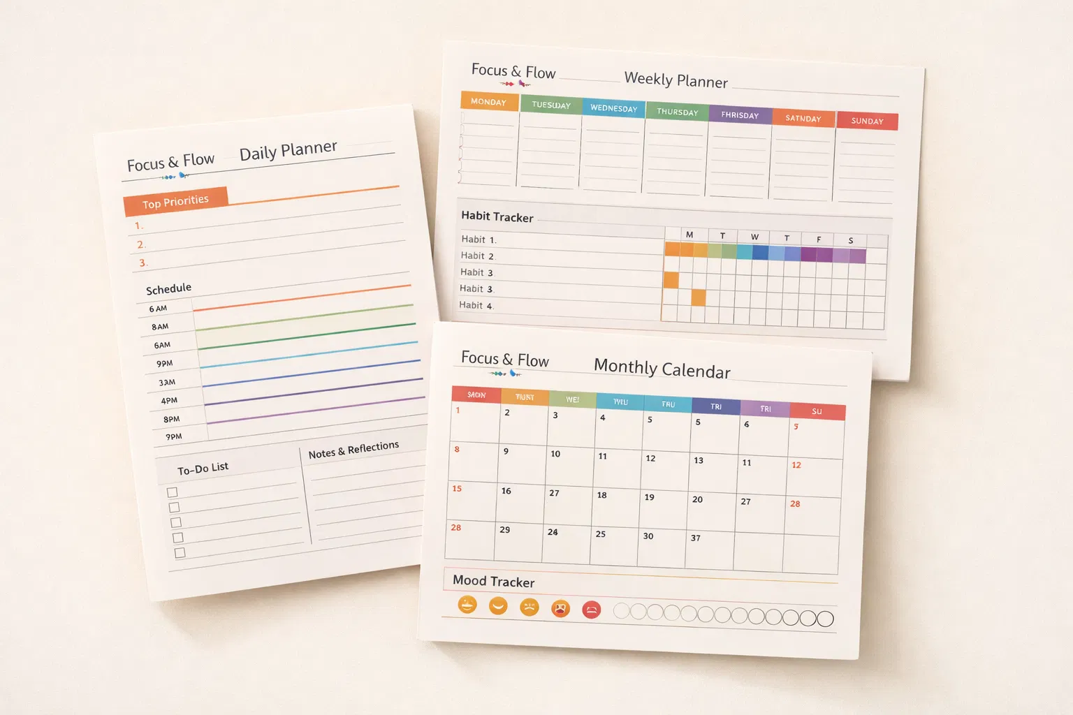 Focus & Flow planner pages
