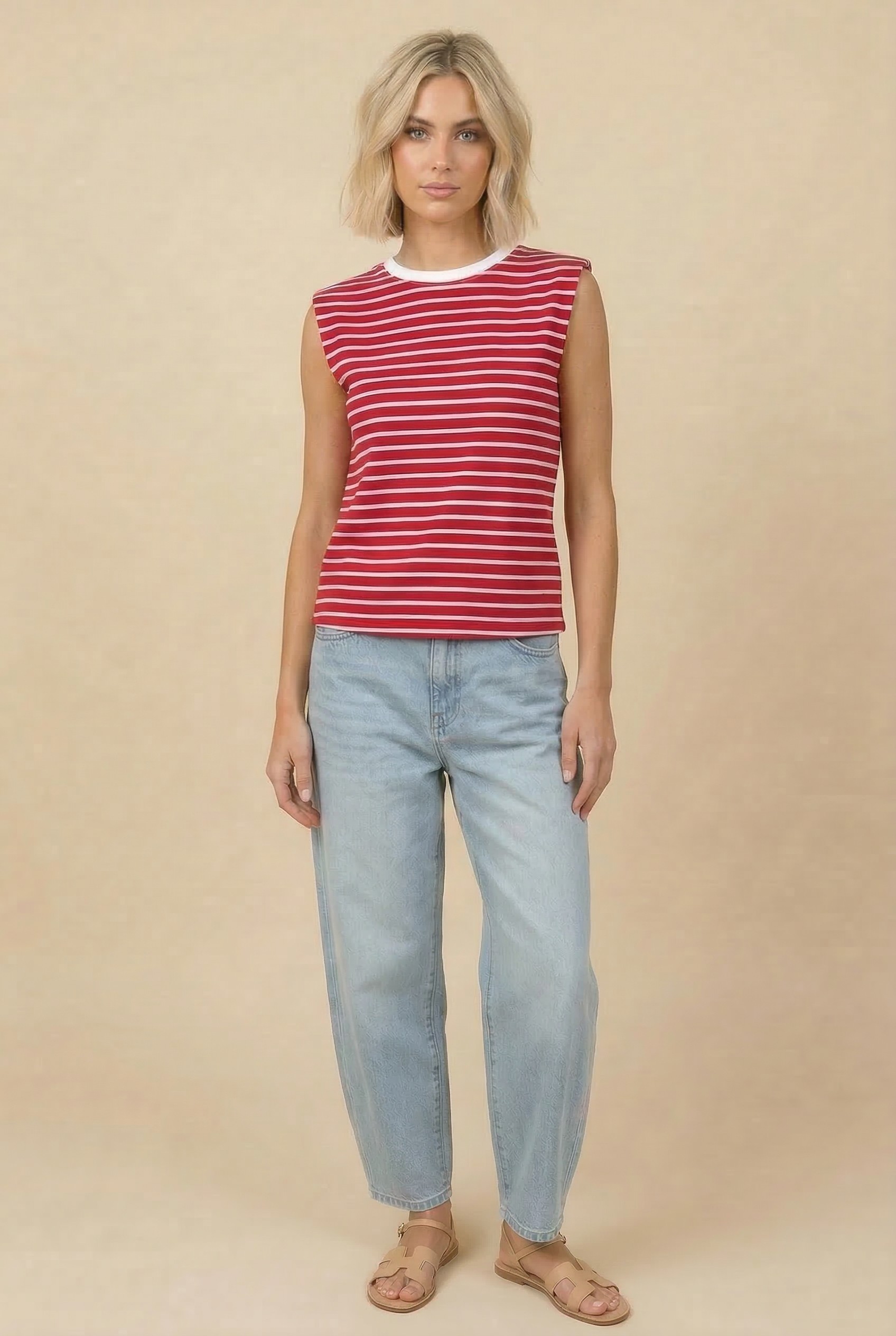 Classic Striped Sleeveless Tank in 2 Colors 