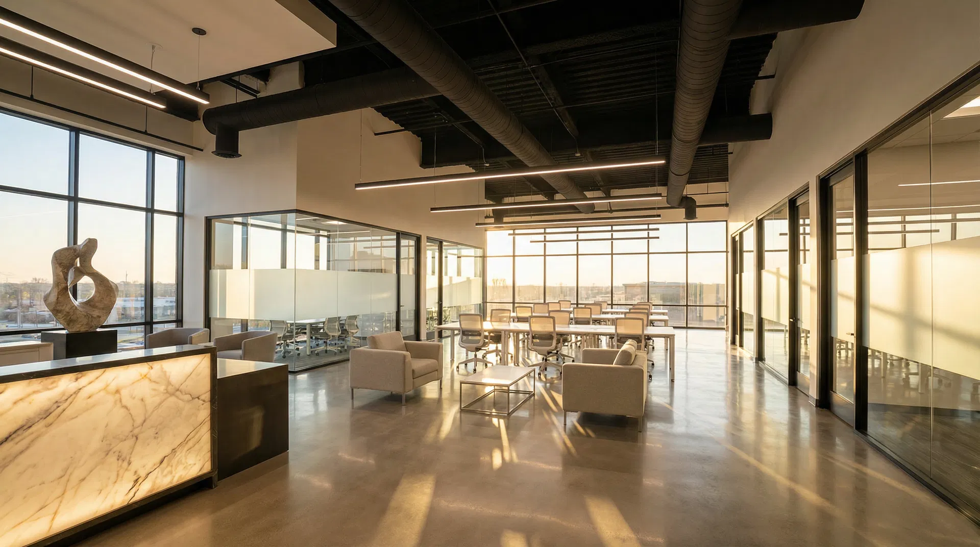 Premium commercial interior completed by Reye's Construction Group