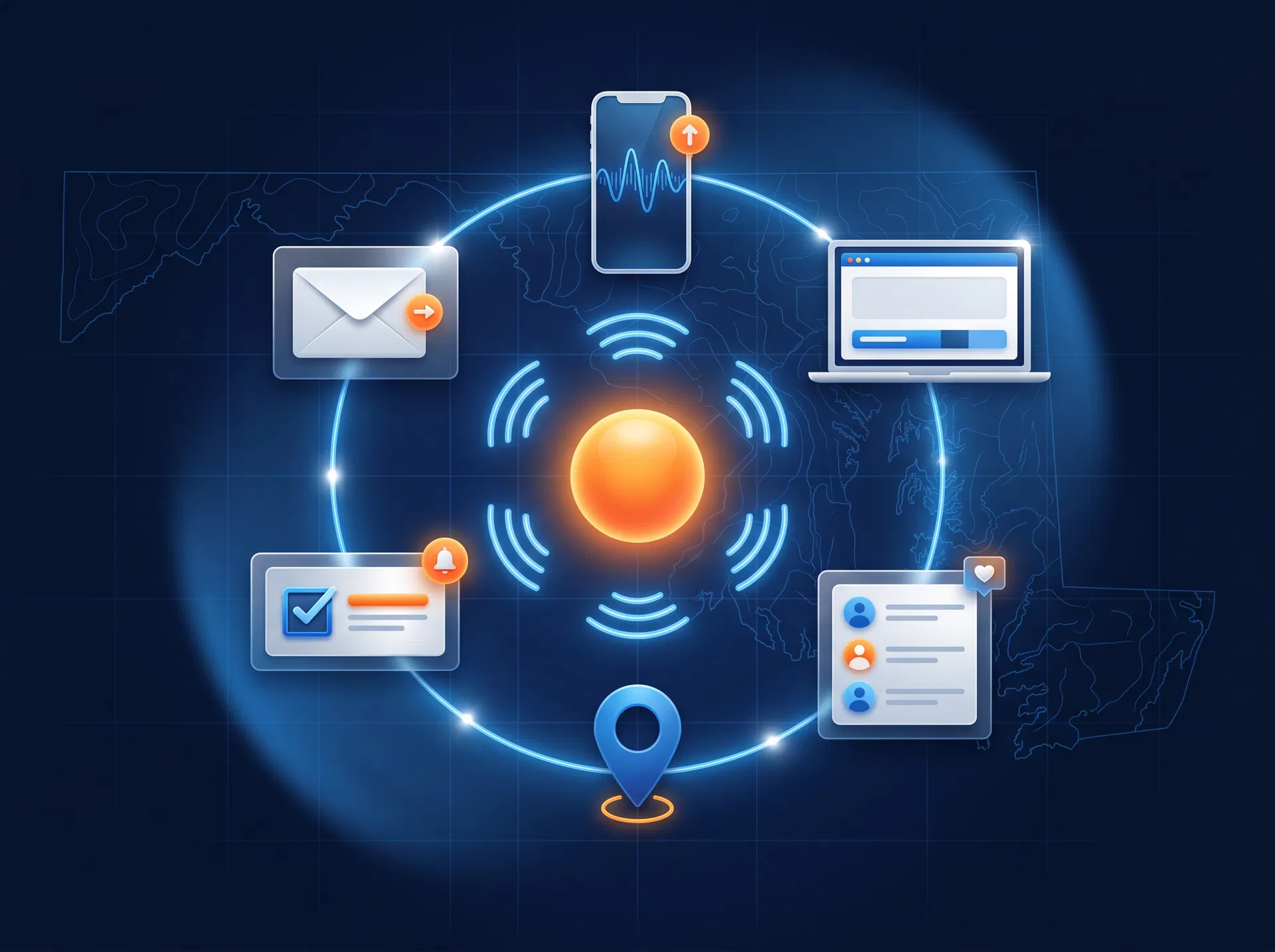 Abstract omnichannel campaign system connecting mail, phones, digital ads, and voter action