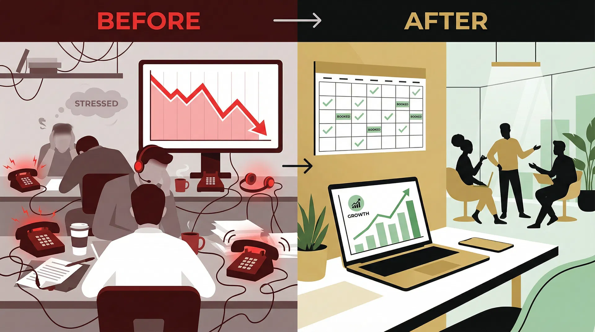 Before and after Pipeline Pilot: stressed SDR team vs. automated pipeline