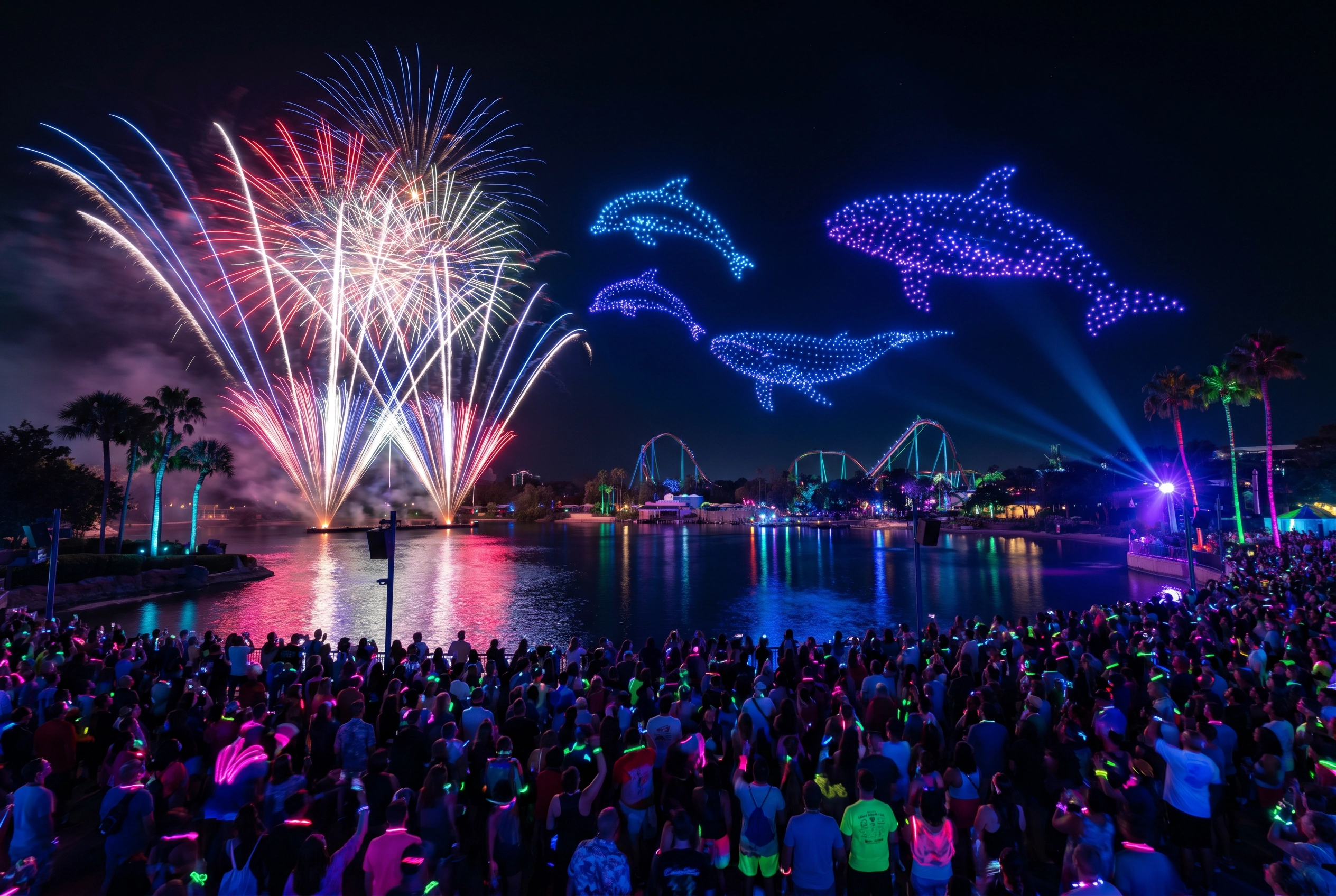 Imagem do artigo: SeaWorld Electric Ocean 2026: Drones, Fogos e Shows Noturnos no Verão de Orlando
