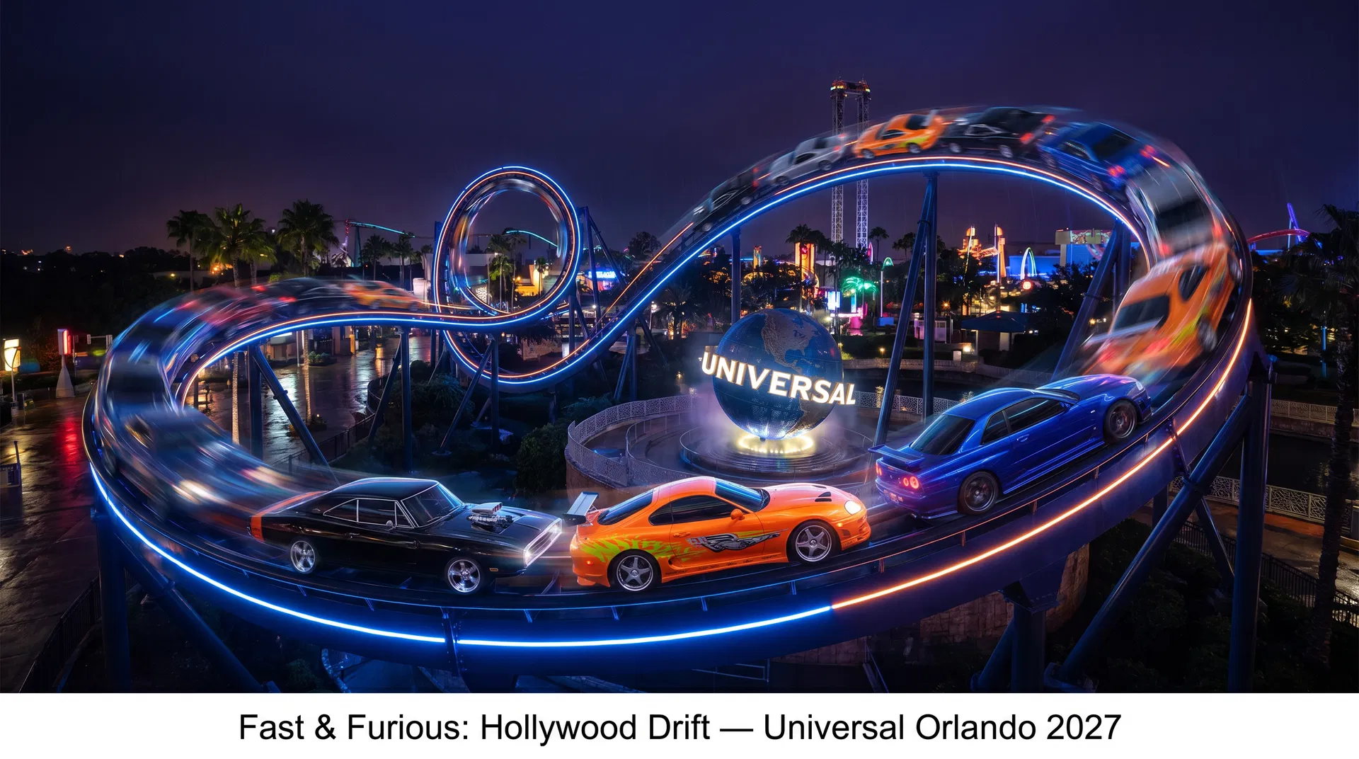 Imagem do artigo: Fast & Furious: Hollywood Drift chega à Universal Orlando em 2027
