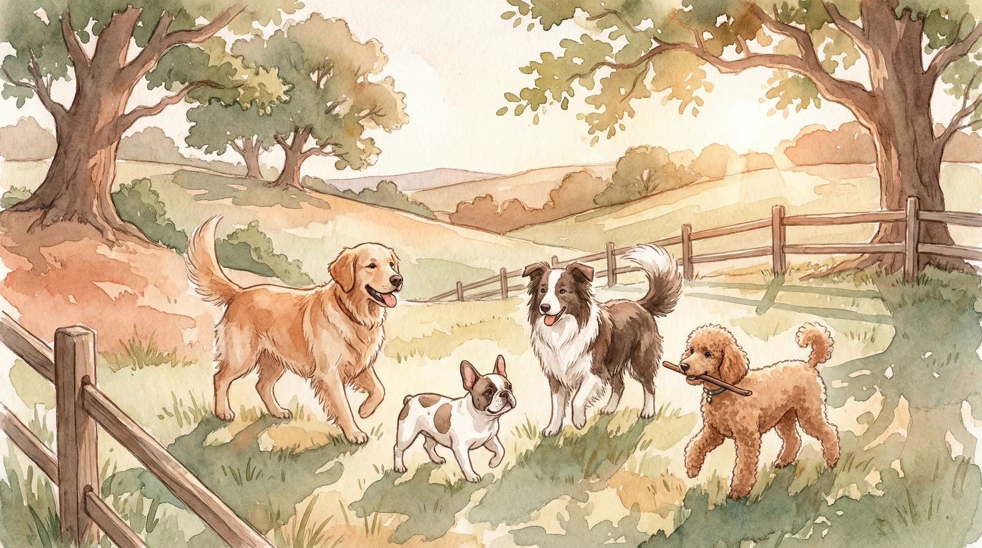 Cães brincando na creche