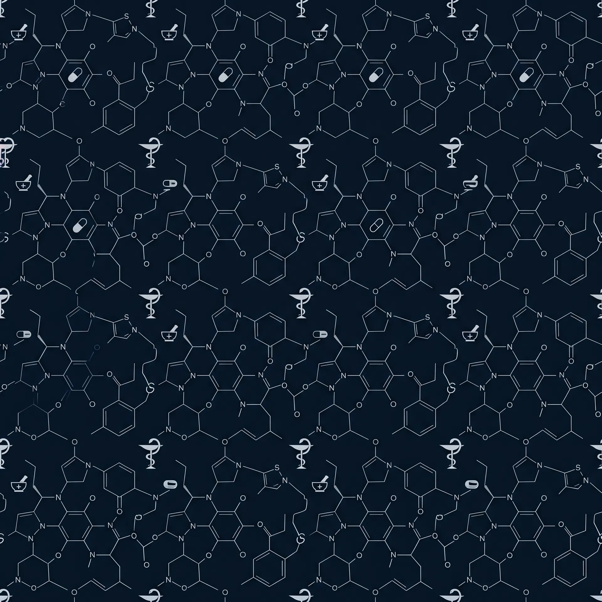 Padrão decorativo de moléculas e estruturas químicas