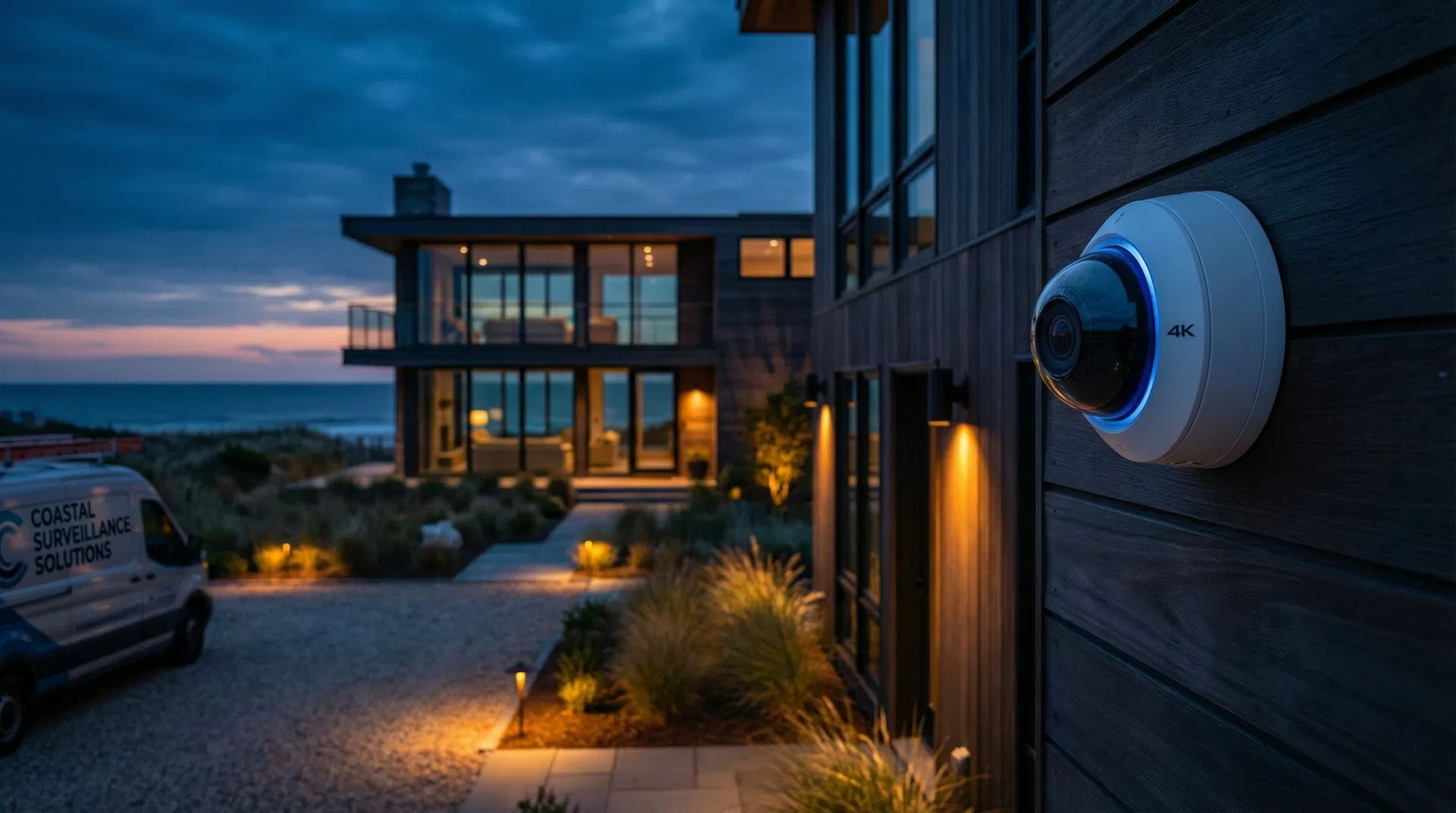 Professional security camera installation on luxury property