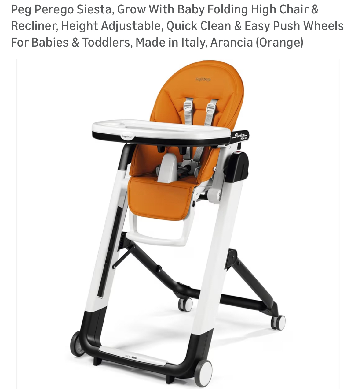Brand New Italy Perego Hi chair & Like New Crib portable folding full-size crib and mattress (Not Pack-n-Play)
