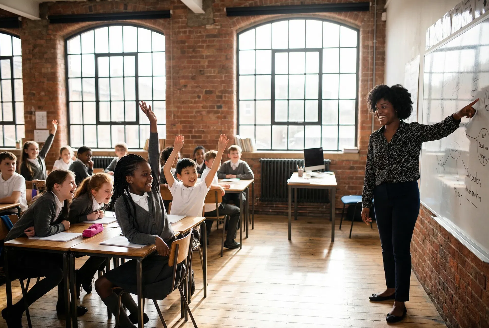 Diverse South African students in a bright classroom at Education Alive, Johannesburg — engaged learning with Study Technology