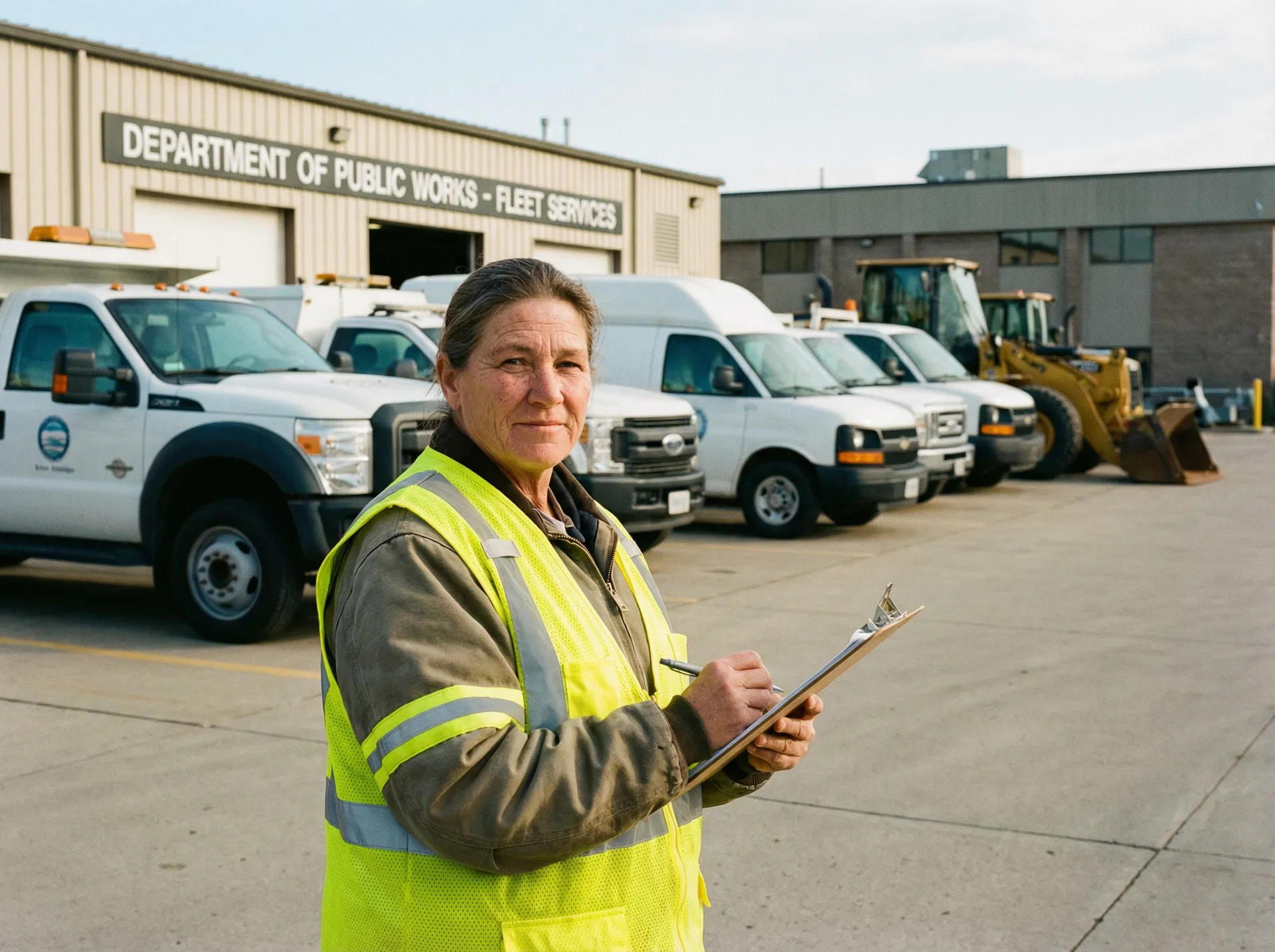 Municipal fleet manager reviewing inventory