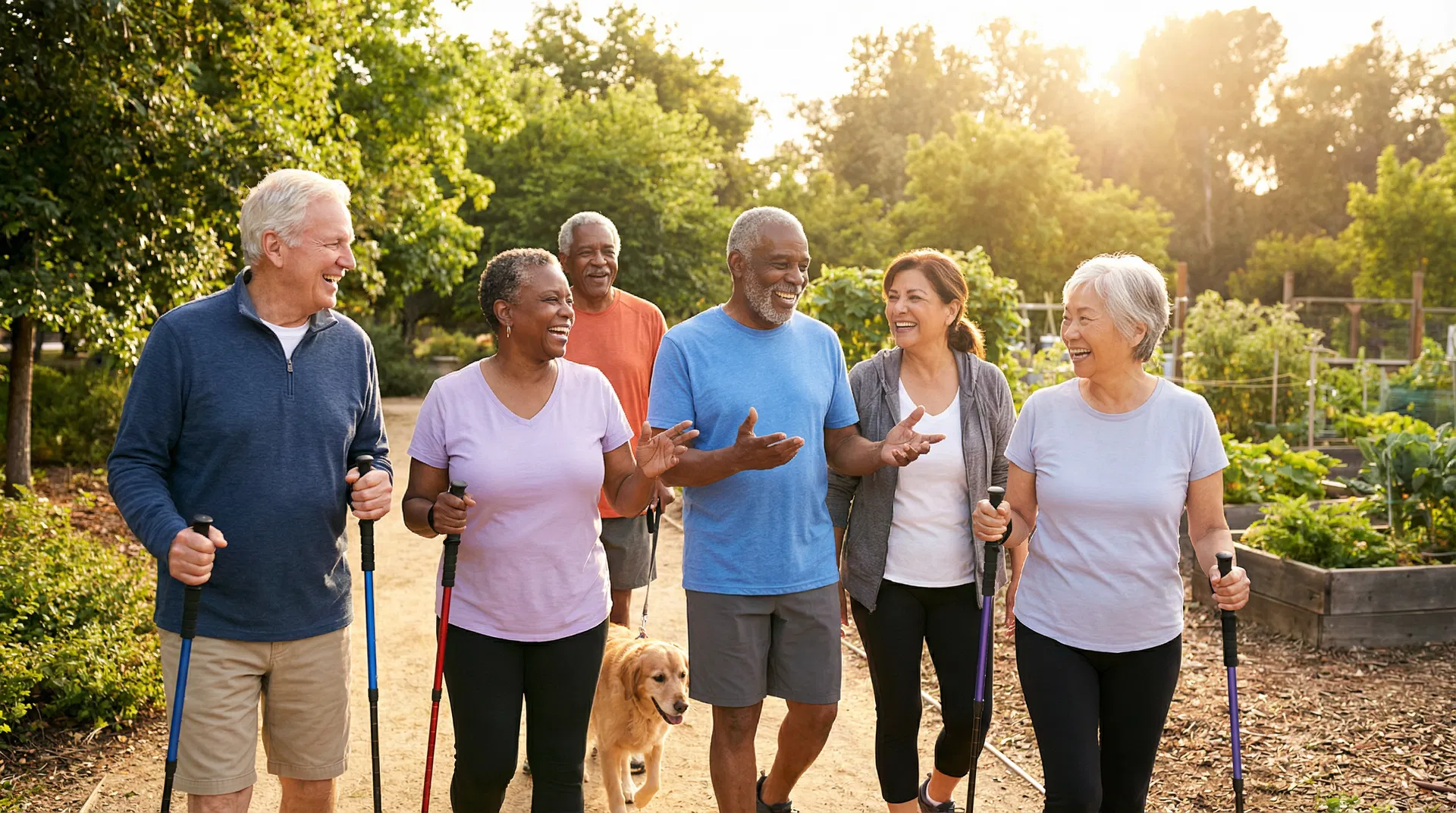 Diverse seniors enjoying outdoor activity