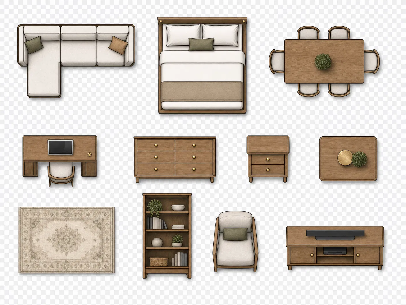 Top-down furniture icon sheet