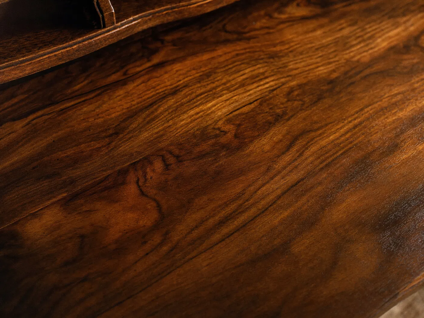 Deep warm walnut grain after restoration