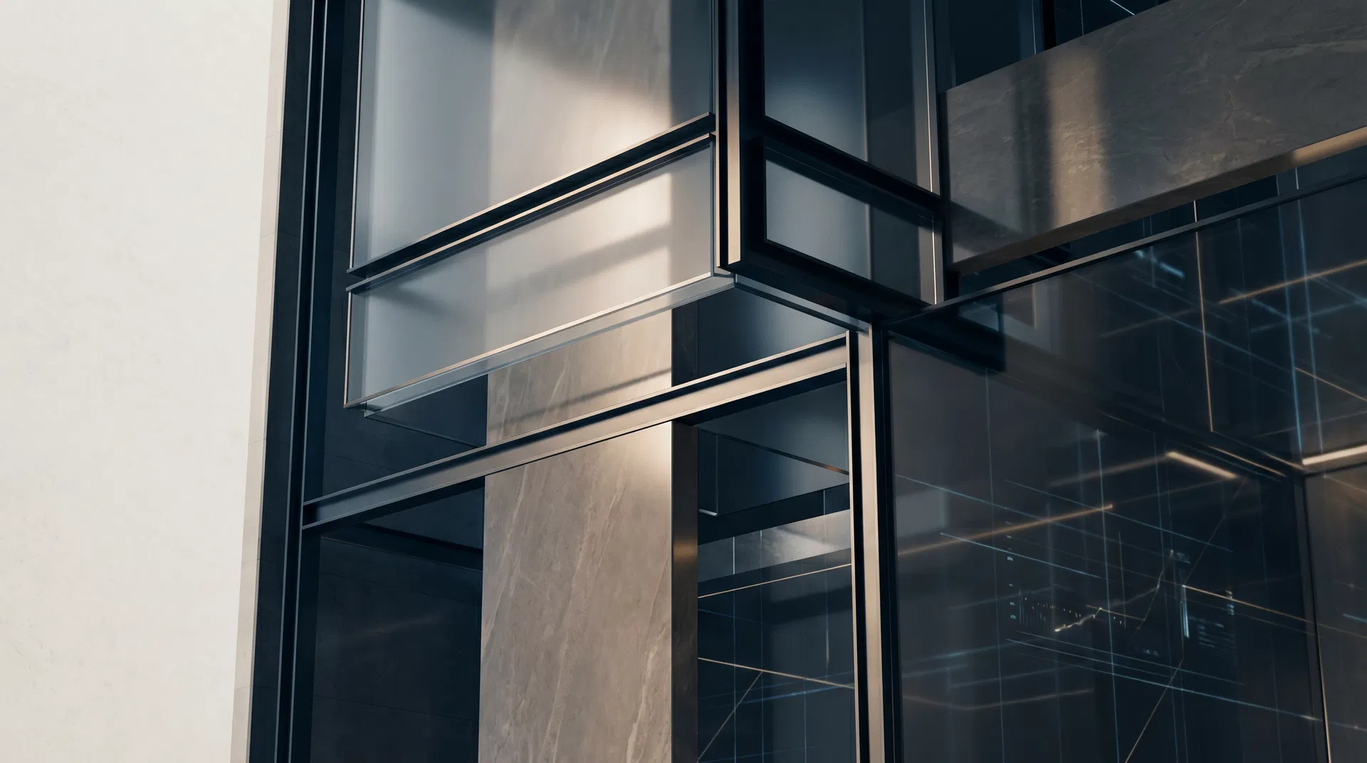 Arquitetura institucional contemporânea em tons sóbrios