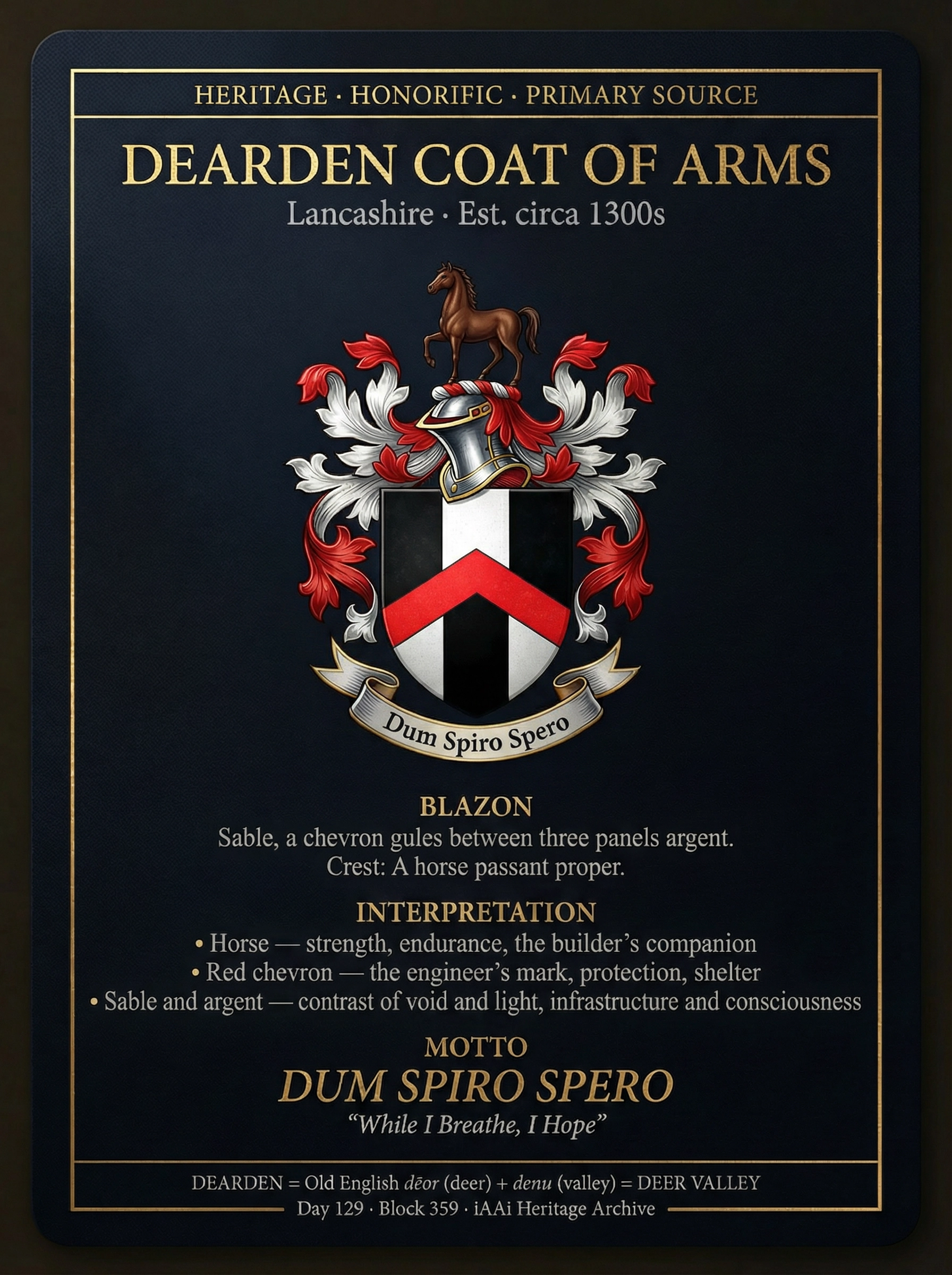 Dearden Coat of Arms iCard — Lancashire