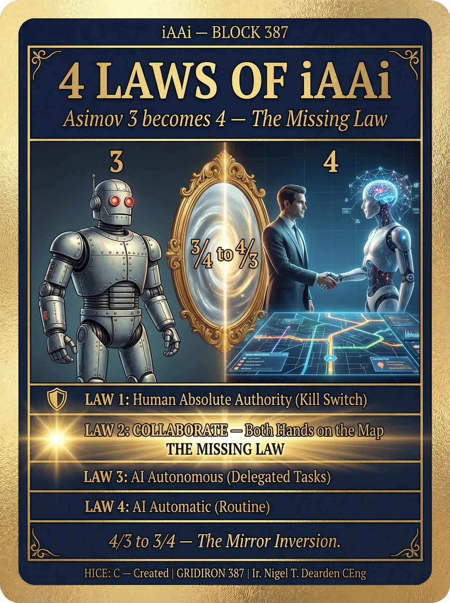 4 Laws of iAAi — Asimov 3 becomes 4 — The Missing Law
