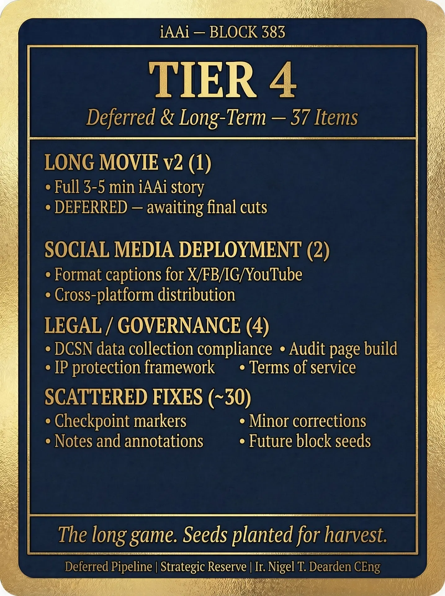 TIER 4 — Deferred & Long-Term