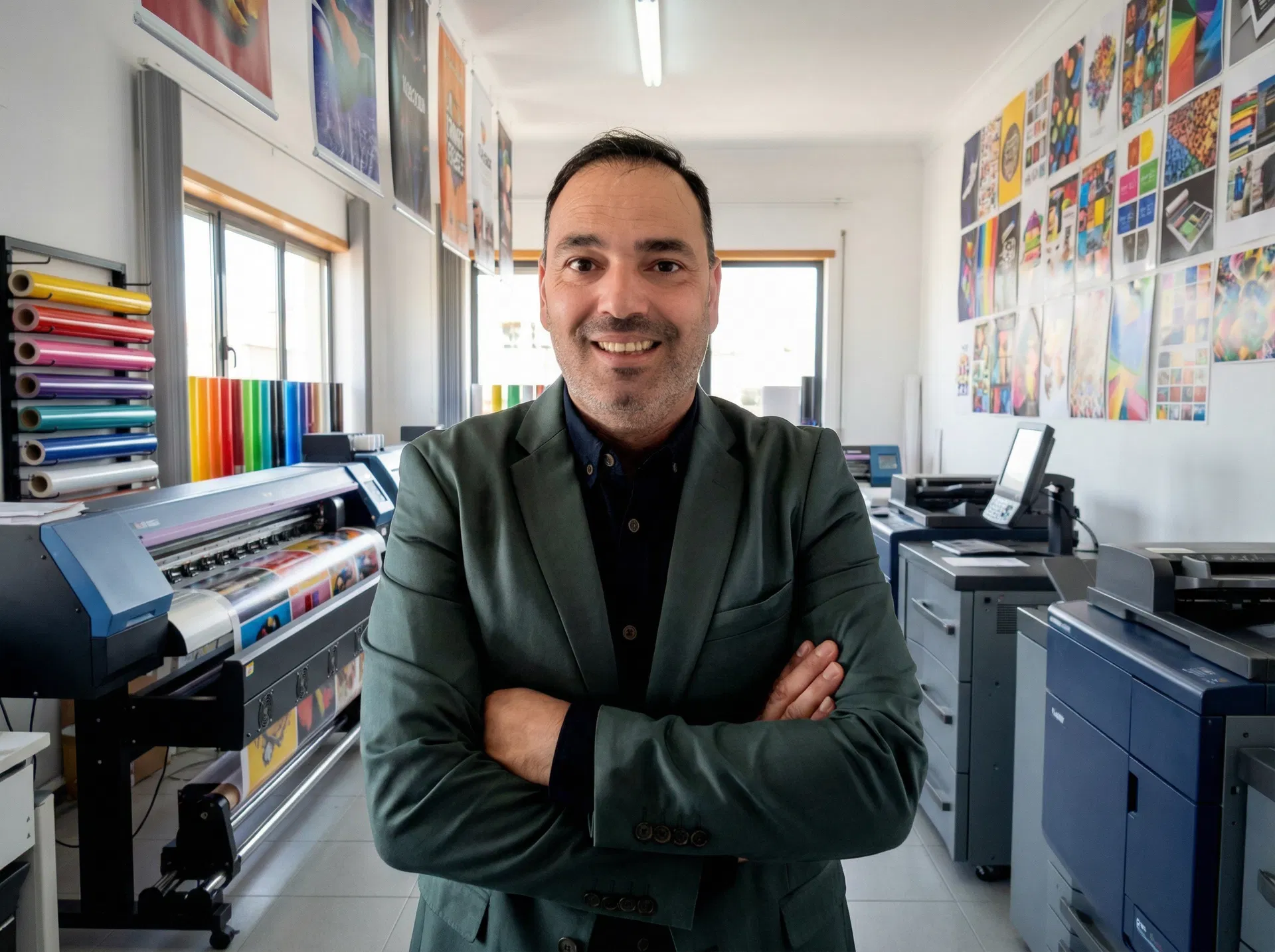 Paulo Sousa, fundador da Gráfica Ansiães, no seu atelier de impressão digital