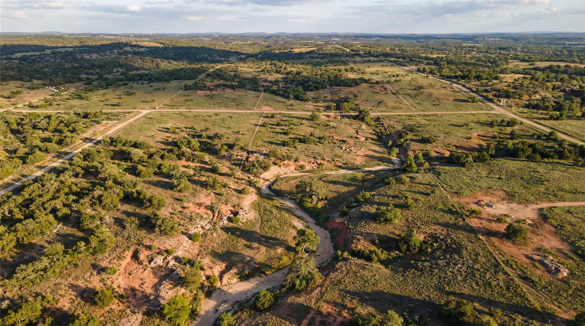 Aerial view of vacant land parcels