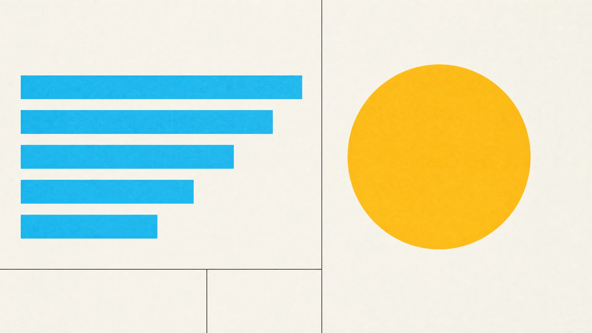 Editorial bar-chart illustration with cyan bars flowing toward an amber circle on warm paper