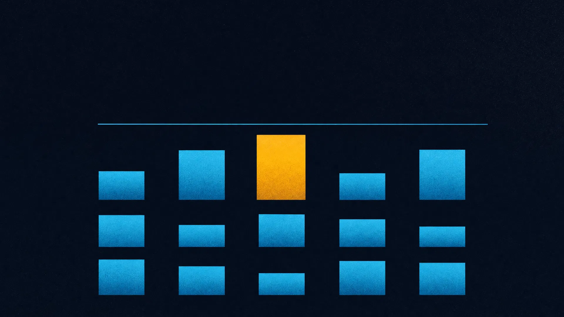 Editorial data illustration with navy bar chart and a single highlighted amber bar