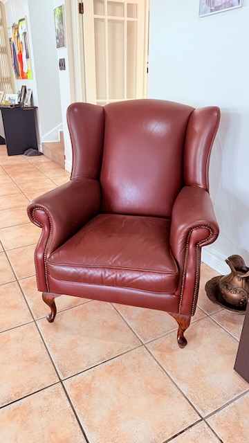 Maroon Leather Wingback Chair 2