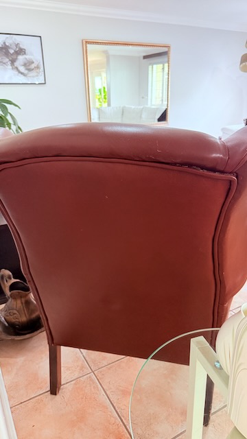 Maroon Leather Wingback Chair 3