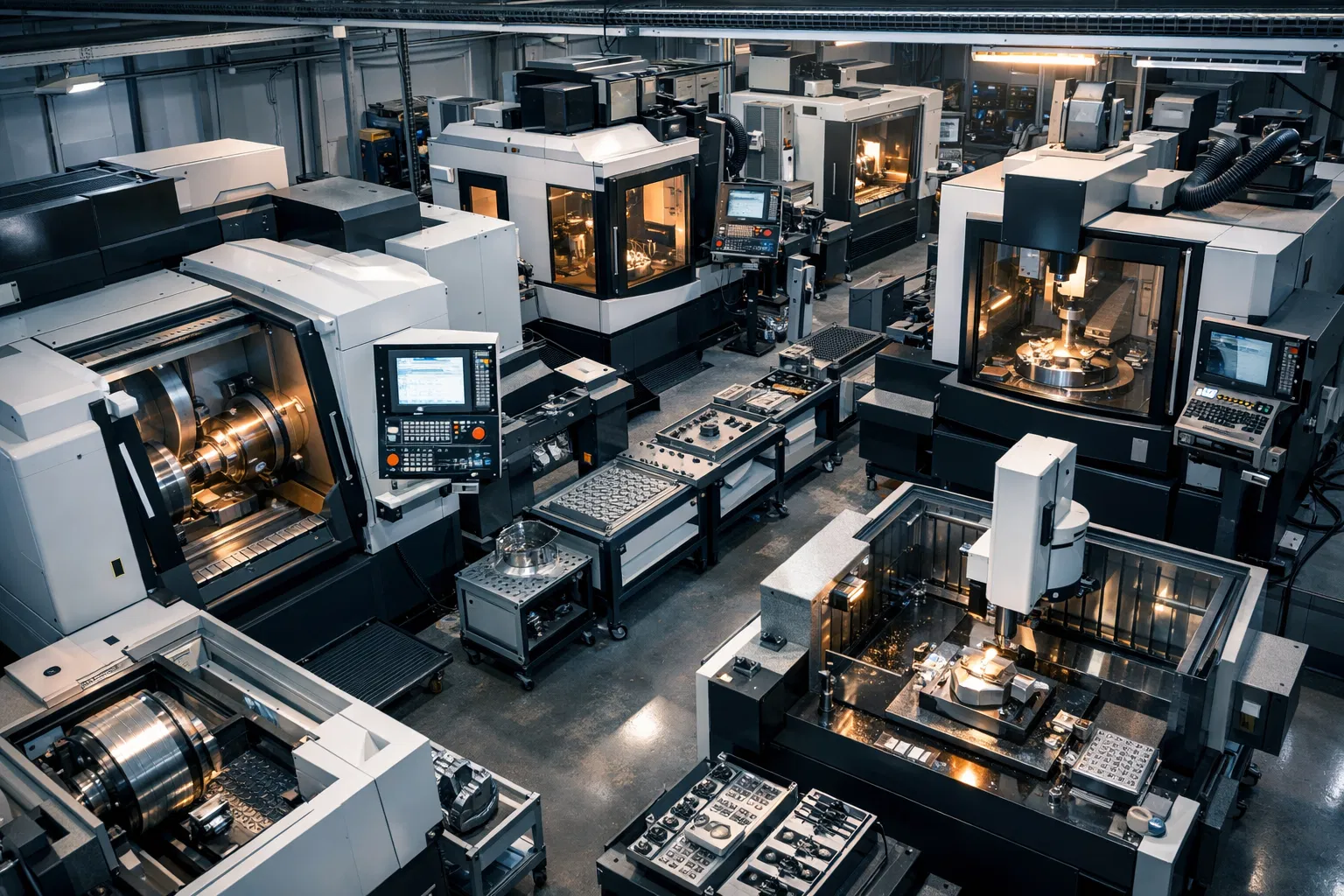 Máquinas industriais em operação