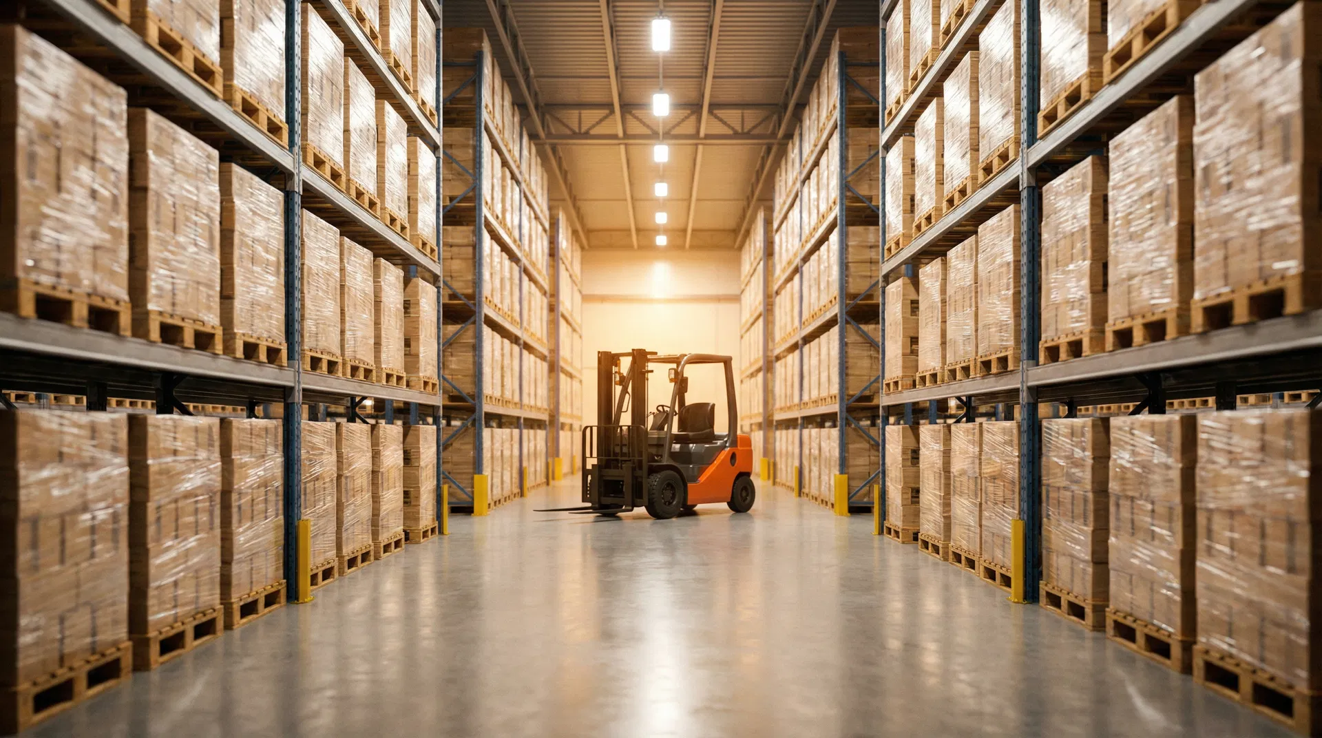 Freight warehouse with pallets