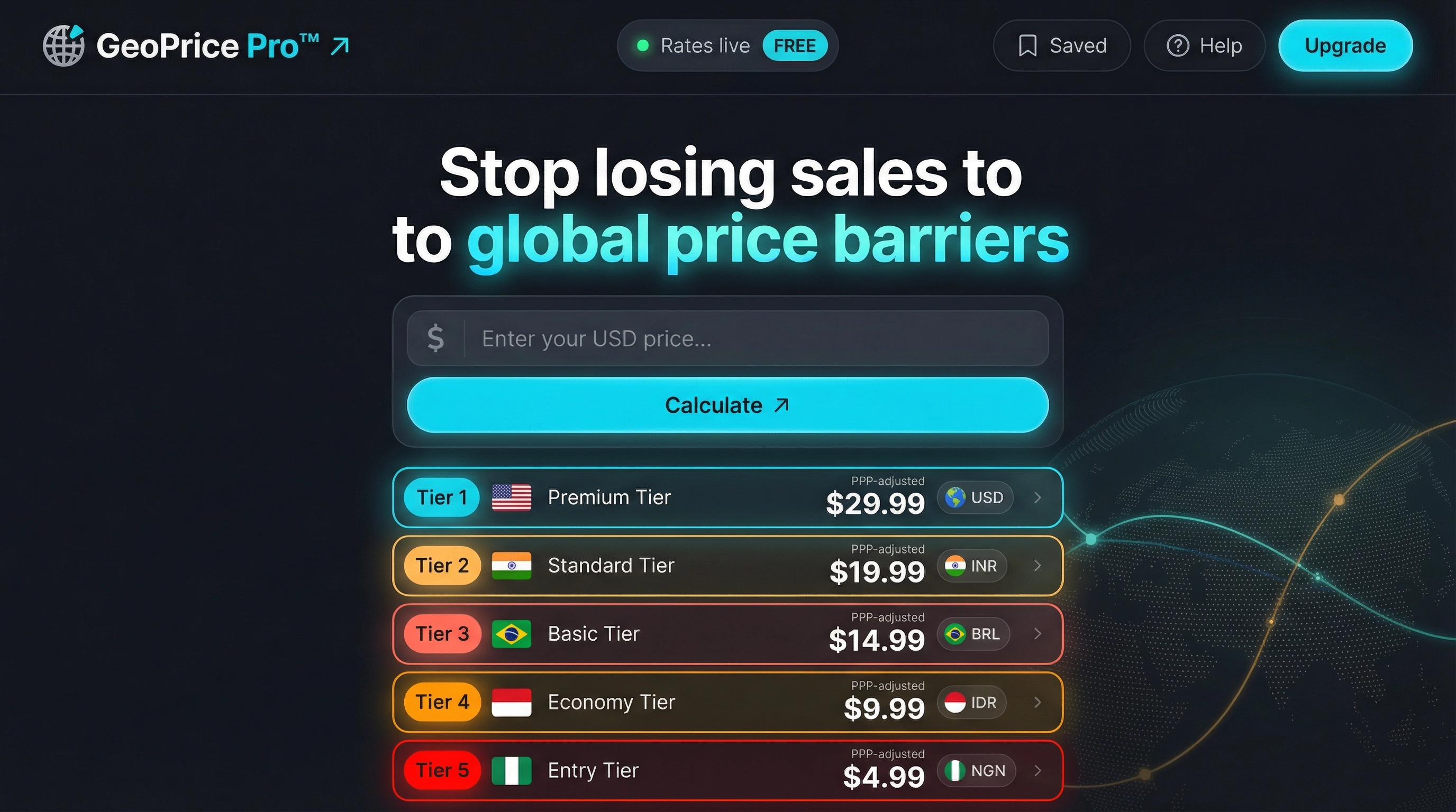 GeoPrice Pro™ — Global Pricing Calculator Dashboard