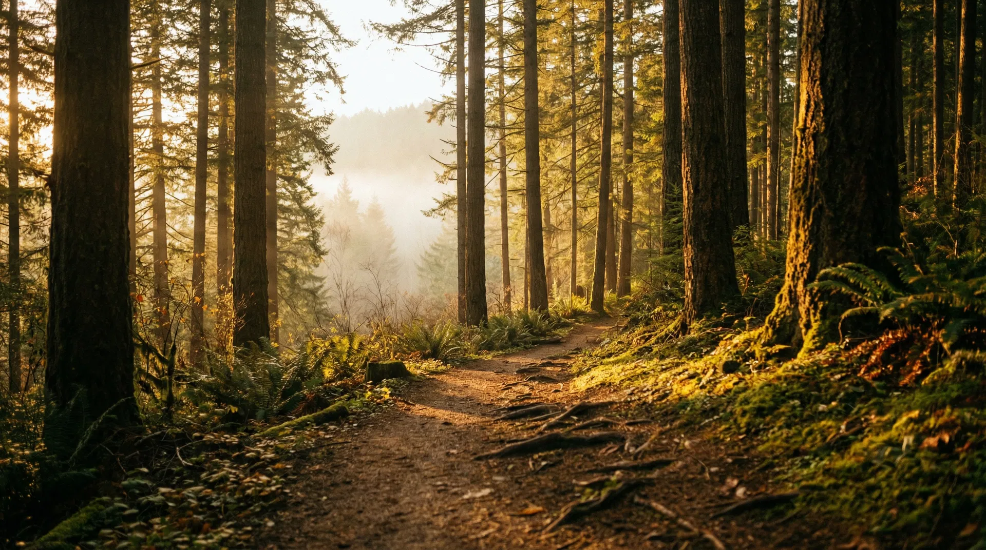 A peaceful forest path in morning light