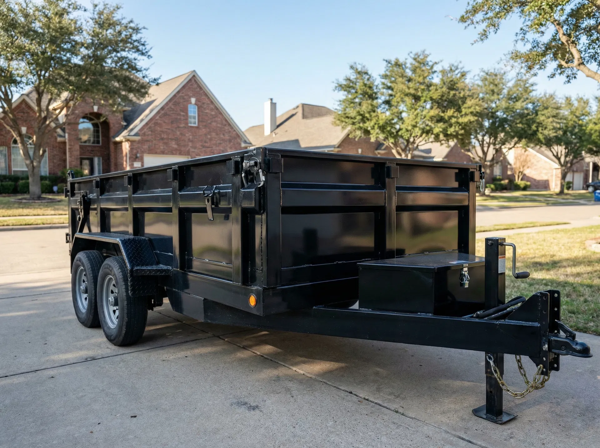 Heavy-duty dump trailer ready for rental