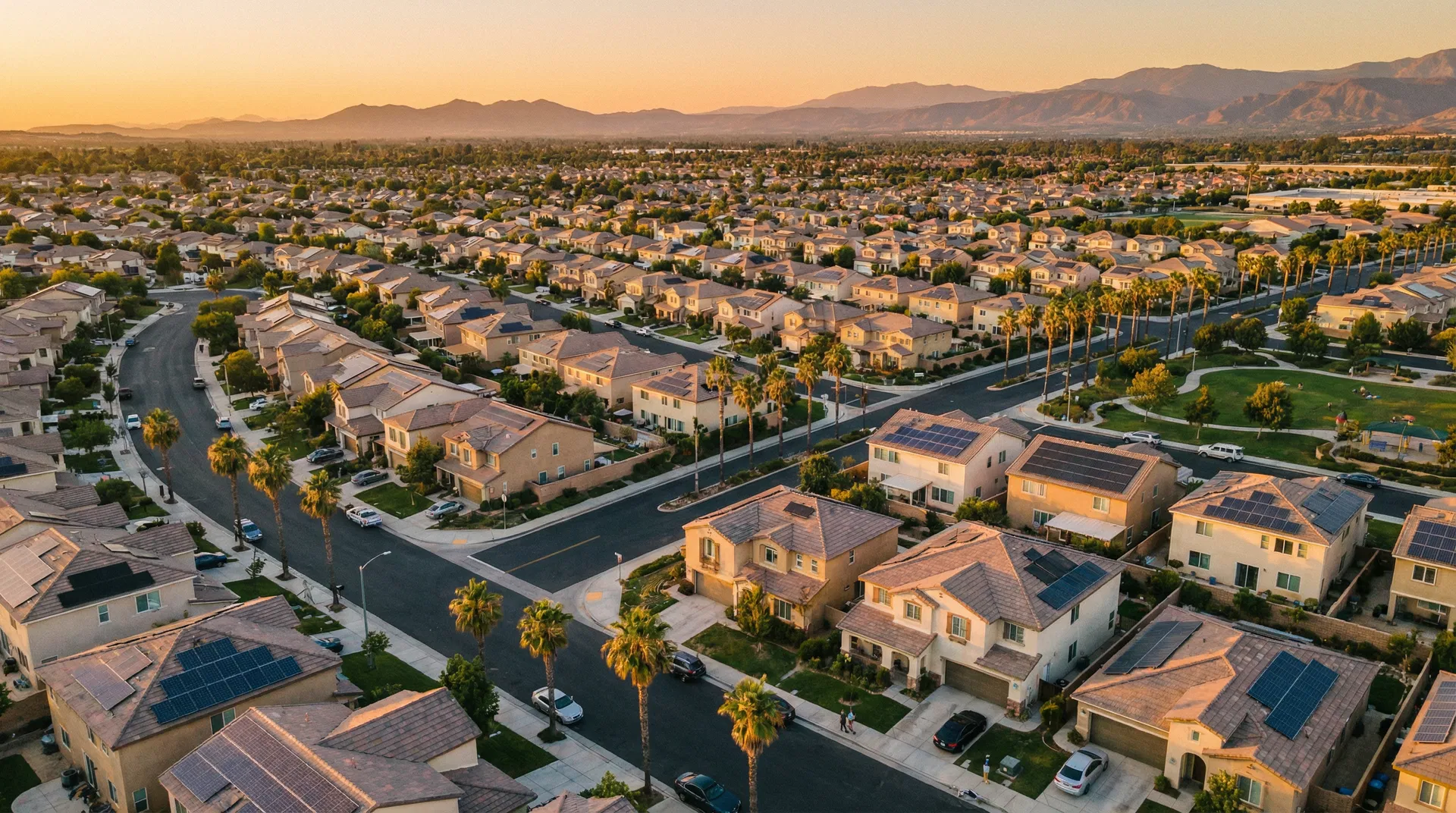 Neighborhood with solar panels