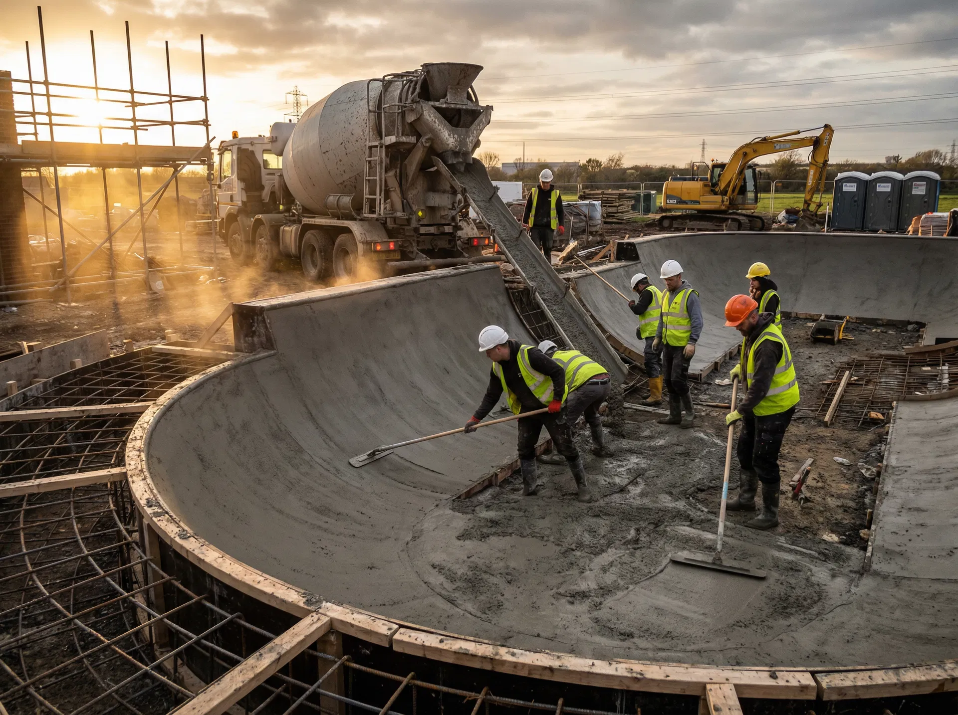 Skateparkbau in Aktion