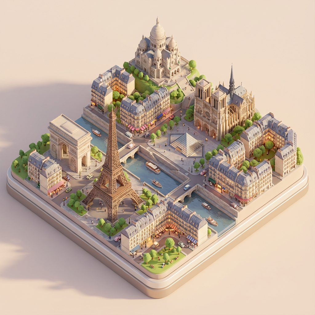 Paris Isometric Miniature Cityscape
