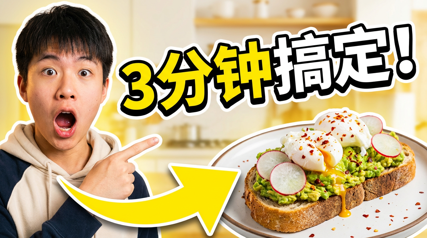 Viral YouTube Thumbnail - Avocado Toast Recipe in 3 Minutes